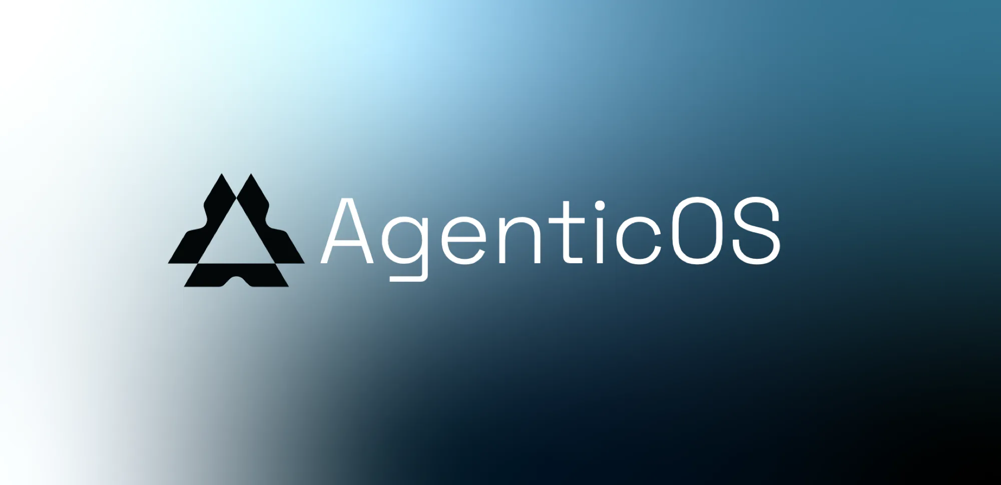 The AgenticOS lockup, mark and wordmark, on a steel to navy gradient